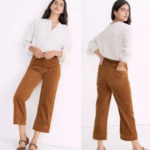 Madewell Slim Emmett Wide-Leg Crop Pants Goldenrod Yellow Corduroy Edition Sz 24